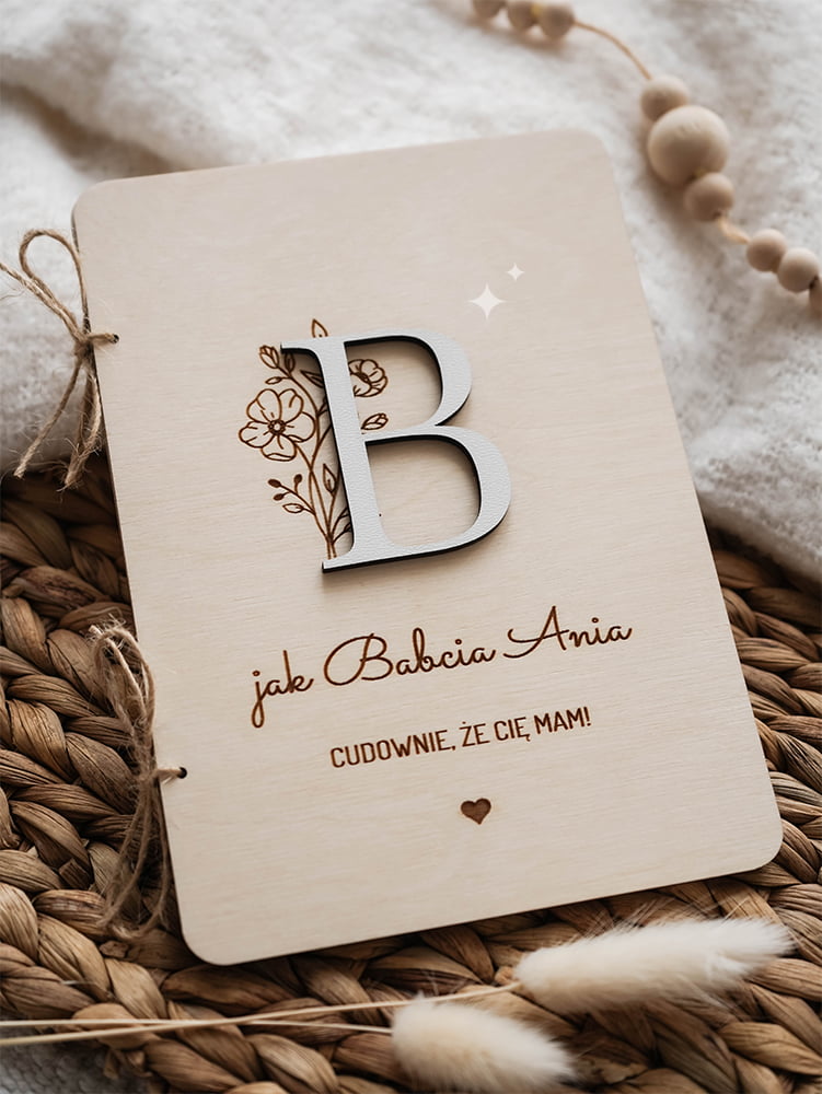 Kartka ramka dla Babci Dziadka Dziadków "Z literką i dopiskiem"