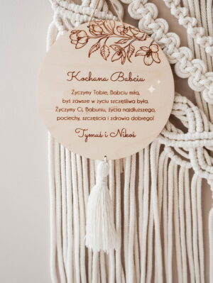 Zawieszka okrągła dla Babci Dziadka Dziadków "Wierszyk + Frędzel"