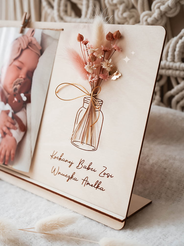 Ramka dla Babci Dziadków z suszonymi kwiatami "Bukiecik" - obrazek 2