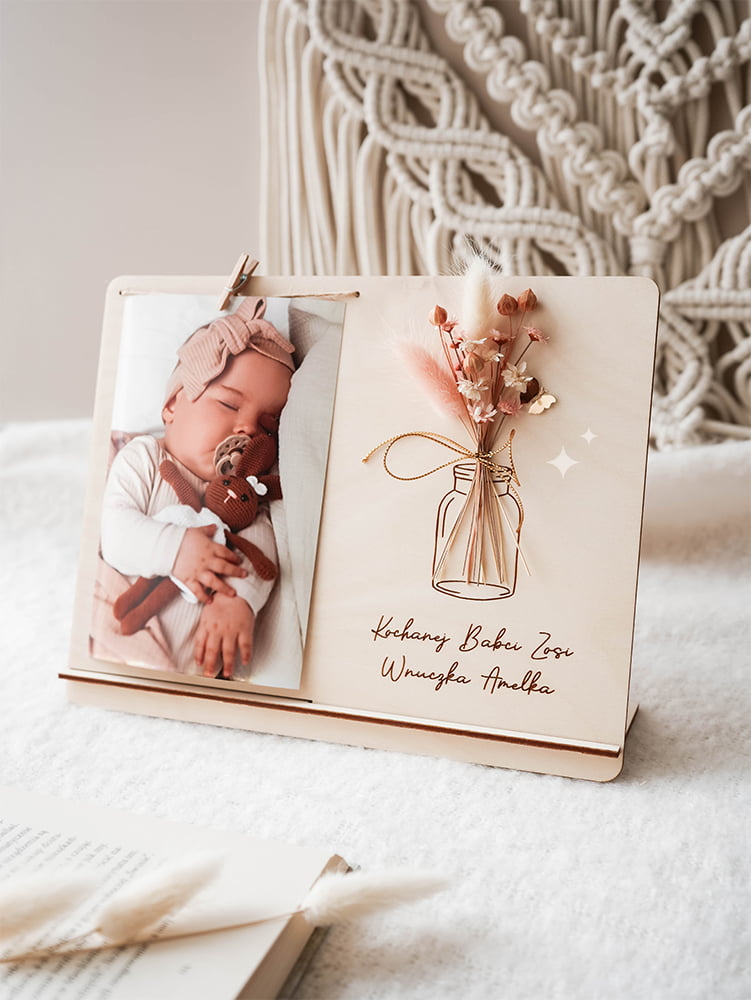 Ramka dla Babci Dziadków z suszonymi kwiatami "Bukiecik"